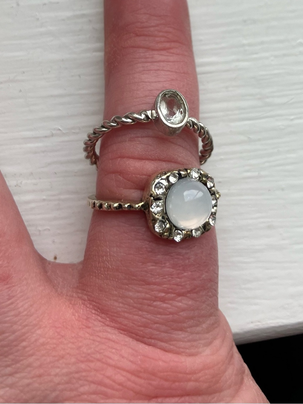 Silver Mixed Metal Ring Set